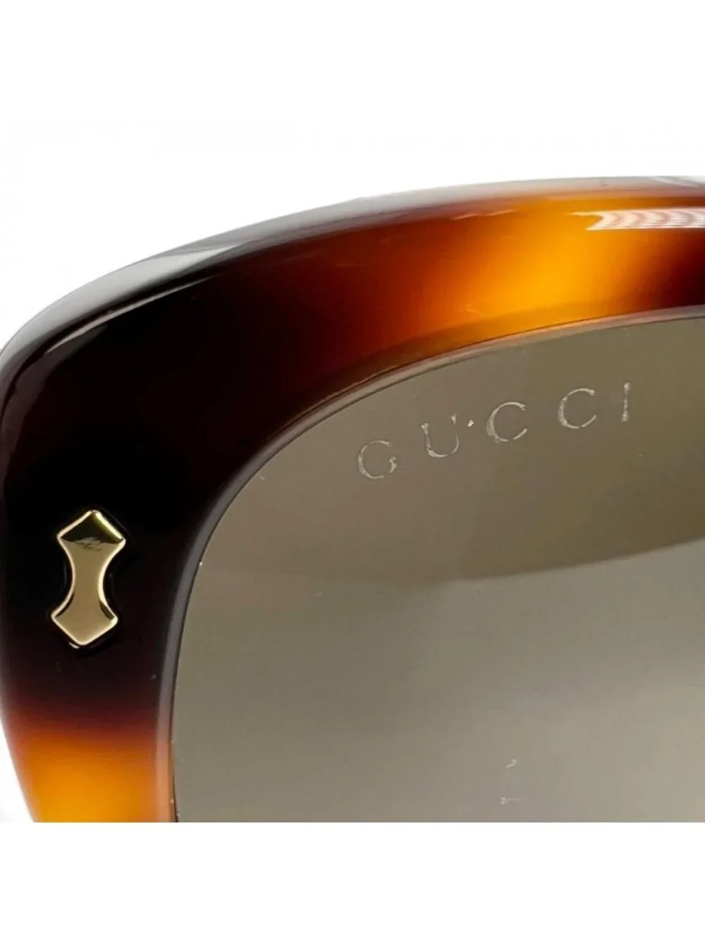 Gucci Sunglasses Interlocking G Acetate Metal Brown Gold Eyewear